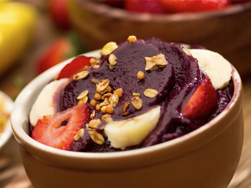 tigela de sobremesa de acai + rio fresh bowls